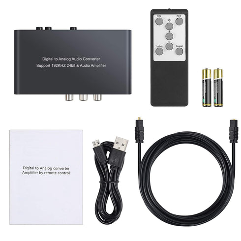 PROZOR 192KHz 3.5mm Digital to Analog Audio Converter Digital Toslink Coaxial SPDIF Optical Input RCA Output Converter