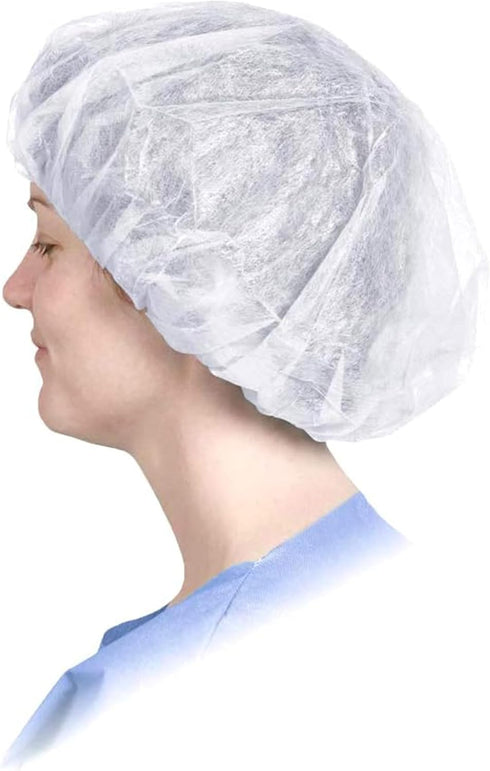 Disposable Bouffant Caps, 100 Pcs, Breathable, Latex-Free, Elastic Edge for Secure Fit