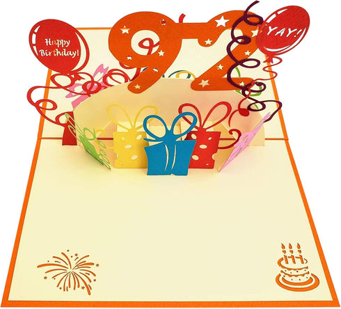 iGifts And Cards Happy 92nd Birthday 3D Pop Up Greeting Card – Unique Celebration with Balloons and Gifts