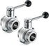 Leingar 2 Pack 1Inch Tri Clamp Butterfly Valve, Sanitary 304 Stainless Steel Manual