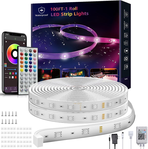 Ledagic Outdoor Led Strip Lights Waterproof 98ft (1 Roll), Ip65 Outside Led Light