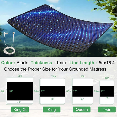 60"x27") Grounding Mat with Grounding Cord, Anti-Static Earthing Pad for Home & Bed Use, Non-Slip Soft Conductive Mat