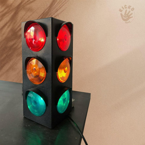 Kicko Traffic Light Prop, 12.25 Inch - Novelty Traffic Light Lamp for Kids, Plug-in Blinking Bedside Lamp