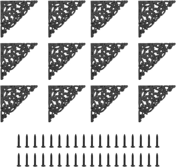 uxcell 12Pcs Vintage Flat Corner Bracket, 2" x 2" Desk Corner Protectors