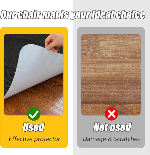 Black(48"x36") Sycoodeal Office Chair Mat for Hardwood Floor,Office Computer Gaming Chair Mat for Tile Floor,Large