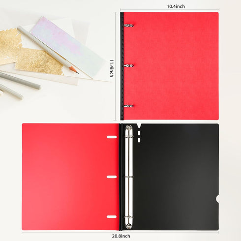Telescoping 3 Ring Binder-4PCS, Flexible Binder with Elastic Spine, 3 Round Rings, Flat Writing Binder, 4 Colors