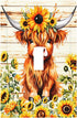 HTSAHKV Sunflower Highland Cow Wall Plate Light Switch Cover Single Gang Outlet Faceplate