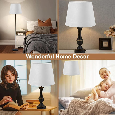 E27 E14 Small Lamp Shade, Fabric Lampshade for Table Floor Light, Dual Use, Hand Crafted Conical Lamp Shade, Wide