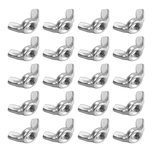 uxcell M6 Wing Nuts, Stainless Steel 304 Fasteners, 20pcs Hand Twist Tighten Ear Butterfly Nuts