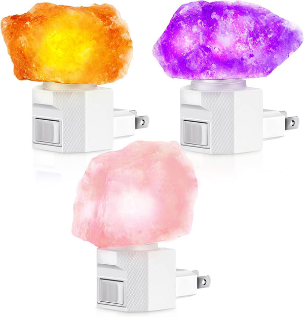 Hortsun 3 Pack Himalayan Salt Lamp Night Light Crystal Night Light Lamp