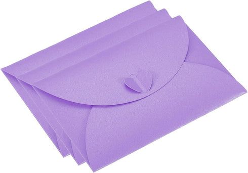 PATIKIL Gift Card Envelopes, 24 Pack Heart Shaped Clasp Mini Envelope for Birthdays, Weddings, Purple.