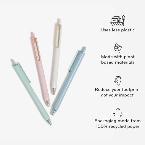 U Brands U-Eco Recycled Gel Click Pens, Set of 12, Pastel Speckle, Medium Point, Black Ink