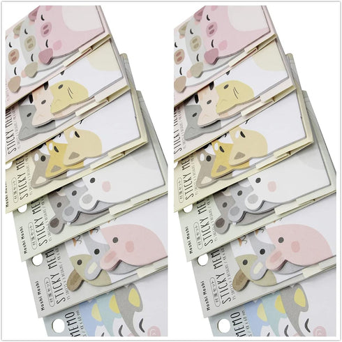 MINGSEECESS 12 Packs Cute Animal Cartoon Sticky Notes, Self-Stick Memo Pad Sets for Pet Lovers Women Girls