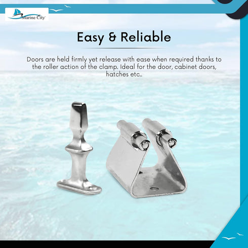 MARINE CITY Stainless Steel Door Stopper Catch and Holder, Polished Smooth Finish for Boats, RVs, Home (Height: 2-3/4