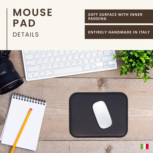 Maruse Italian Leather Mouse Pad, Handmade in Italy, Brown