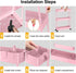 SPACELEAD Slim Storage Cart,3 Tier Bathroom Rolling Utility Cart Storage Organizer Slide Out Cart, Mobile Shelving Unit Organizer Trolley for Office Bathroom Kitchen Laundry Room Narrow Places, Pink by SPACELEAD