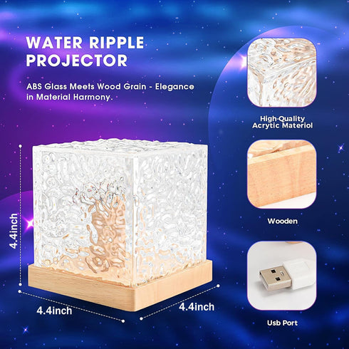 16-Color 3D Light-4.4inch Ocean Wave Projector Light, Luminorthe Cube Lamp and App Remote, Holographic Water Ripple
