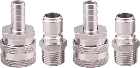 DERNORD Stainless Steel Quick Disconnect Set - Beer Brewing Connector Kit, Pack of 2