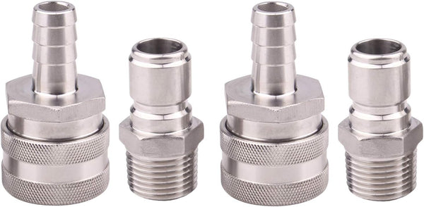 DERNORD Stainless Steel Quick Disconnect Set - Beer Brewing Connector Kit, Pack of 2