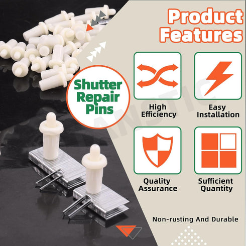 Tanstic 200Pcs 0.62 Inch/0.78 Inch Plantation Shutter Repair Kit, Includes Spring Loaded Shutter Pins, Tilt Rod Louvers