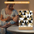 KNASNCHD Fashion Modern Black White Gold Triangles Night Light with Wood Base USB Interface Power Supply,Bedside Table