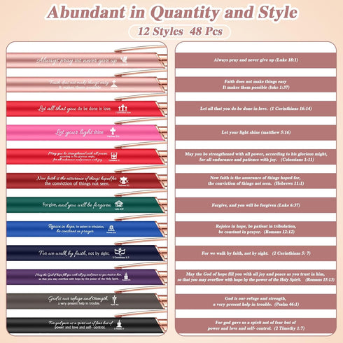 Quotes Pen Christian Ballpoint Pen, 48 Pcs, Stylus Tip, Bible Verse Black Ink Gifts
