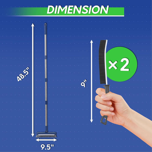 BOOMJOY Grout Brush with Long Handle - Hard Bristle Tile Floor Cleaner for Shower, Kitchen, Bathroom
