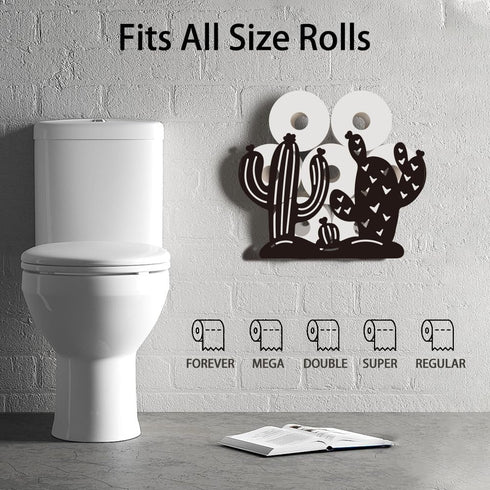 8 WADORN Cactus Toilet Paper Holder, Metal Cactus Plant Wall Mounted Toilet Paper Storage for Extra Rolls Funny Toilet