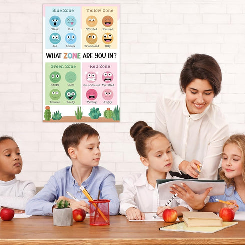 Feelings Chart for Kids - Cactus Emotions Poster for Mental Health, Calm Down Corner, and Classroom Regulation