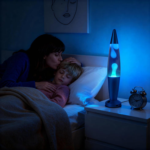 Ports,16" JAMBO Beautiful Liquid Lamp with USB Motion Light with Blue Liquid White Wax, Relaxing Nightlight, Mood Light