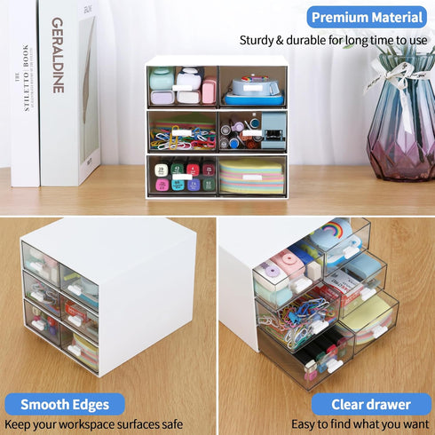 Desk Organizer with 5 Drawers, Rectangular Plastic Makeup Storage for Office, School, Home