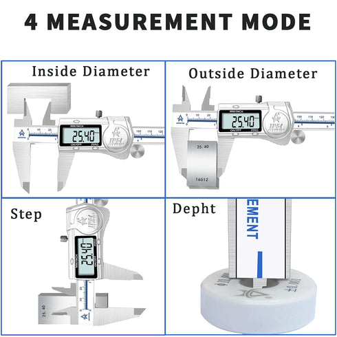 Digital Caliper, 6 Inch Measuring Tool, IP54 Waterproof, Large LCD Screen, Electronic Micrometer