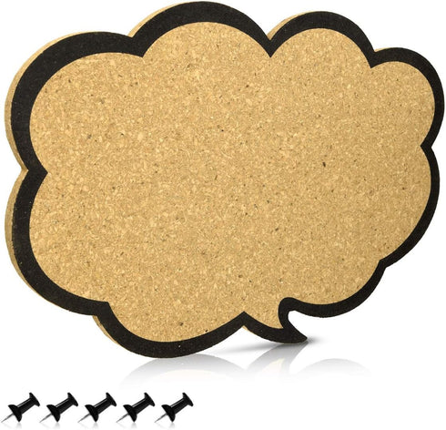 Navaris Cork Board Bulletin Board, Thought Bubble Design 11 x 17 in, includes 5 Pins for Message Display