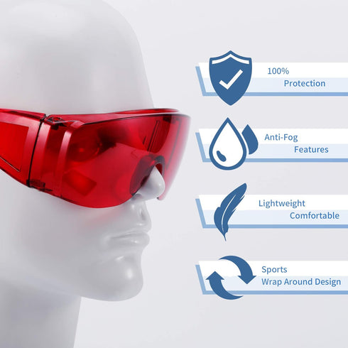 Annhua Dental Glasses Protection, Anti-Fog Dentist Spectacles Red Goggle Shield for Teeth Whitening Light