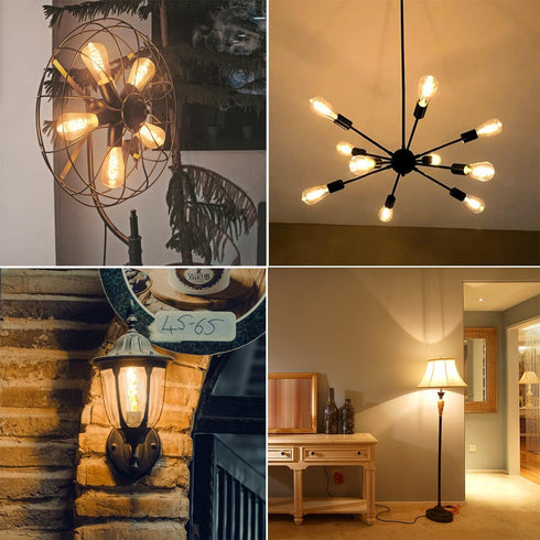 6 Dimmable Bulbs, 6W 60 2700K, Bulb, ST58 (ST19), 600 E26 PCS Vintage LED Edison Equivalent Watt, Warm White Antique