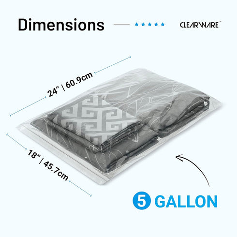 12 Large Plastic Bags with Zipper Top, 5 Gallon 18" x 24" Storage Bags for Clothes, Travel, Moving