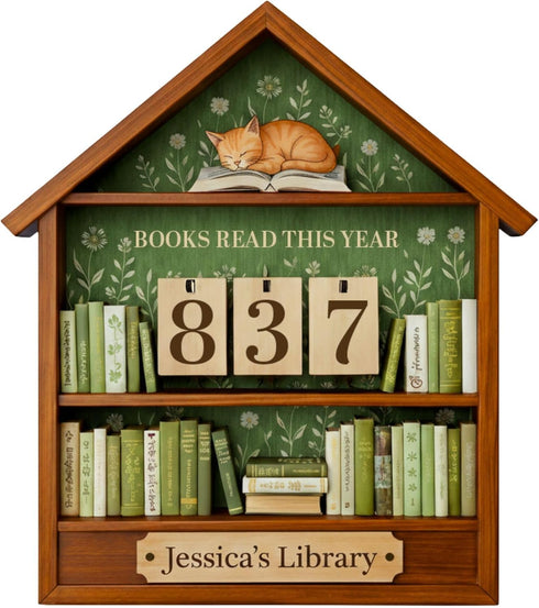 Personalized Books Read This Year Counter, Custom Name Wooden Book Tracker for