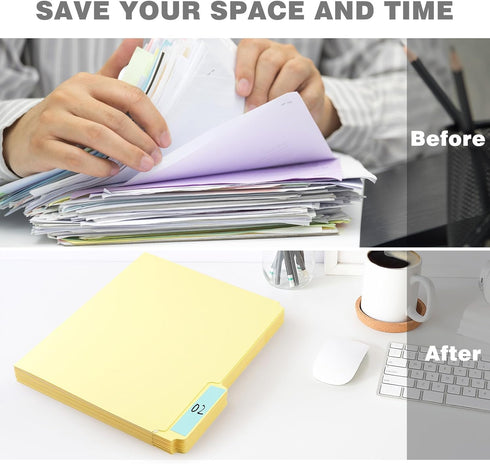Lineco Archival Letter Size File Folders, 50 Pack, Acid-Free, Light Tan, 9.5" x 11.75" with 1/3-Cut Tab