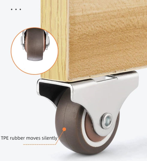 1 Inch Fixed Caster Wheels, Small Caster Wheels + Screws, Low Profile Castor, Set of 8 No Floor Marks Silent Casters