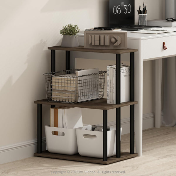 Furinno Turn-N-Tube 3-Tier Toolless Multipurpose Printer Stand, Display Storage Shelf, Columbia Walnut/Black