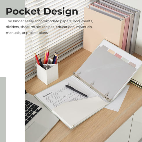 Y YOMA Colored 1 Pack 3 Ring Binder, 1 inch Pocket Binder with 5 Tab Dividers for Home School Office Supplies