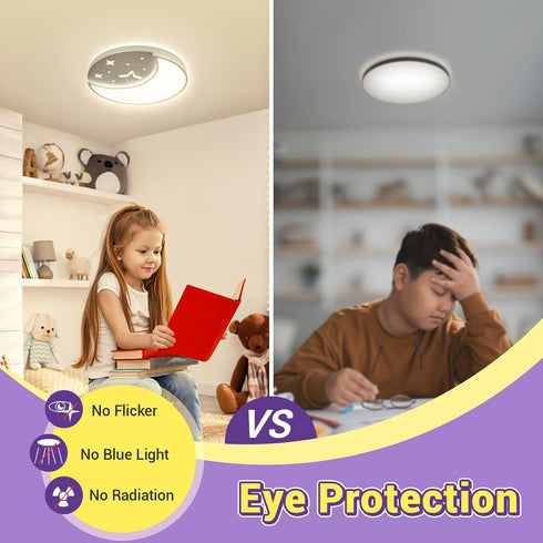 FAYOTAT 30W 3000K/4500K/6500K Nursery(15.75 Inch) Flush Mount Ceiling Light for Kids, Large Modern LED Ceiling Lights