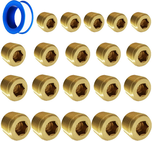 Brass Pipe Plug Kit, 21pcs, 1/8", 1/4", 3/8", 1/2" NPT Male