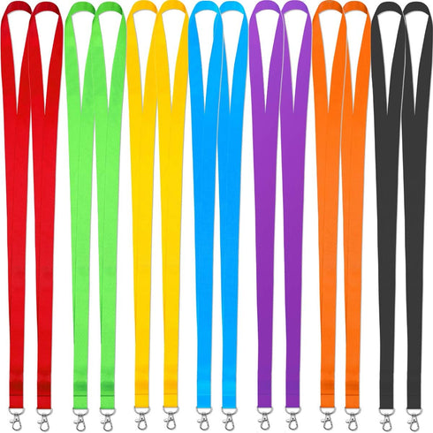 YOUOWO Cruise Lanyards Solid Durable 14 Pack 7 Colors for ID Card Badge Holder Office Neck Keychain