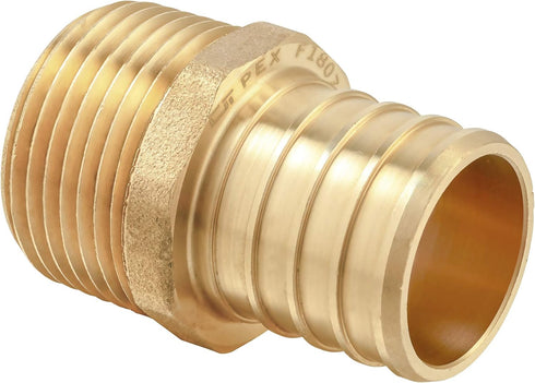 EFIELD Pex Barb Crimp Brass Fittings (Pack of 5) 3/4 Inch x 1/2 Inch Male NPT Adapter, ASTM F1807