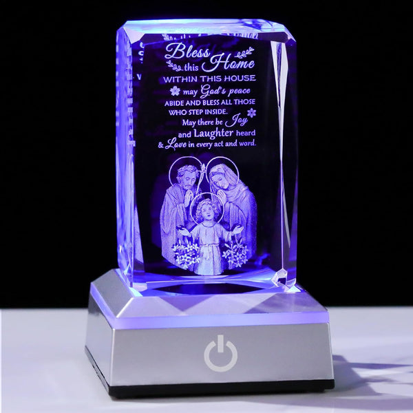 Movdyka House Warming Gifts New Home, Bless This Home Laser-Engraved Crystal Cube