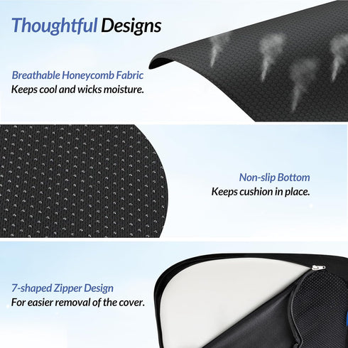 Tailbone ZIKEE Ergonomic Seat Cushion with Thigh Slope for Long Sitting, Memory Foam Office Chair Cushion for Car