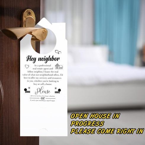 Geyoga 50 Pack Real Estate Agent Door Hangers - Business Card Design for Open House Signs, Home Dorm Office Supplies