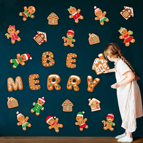 Christmas Cutouts - Xmas Gingerbread Classroom Bulletin Board Decorations for Merry Christmas Party Supplies