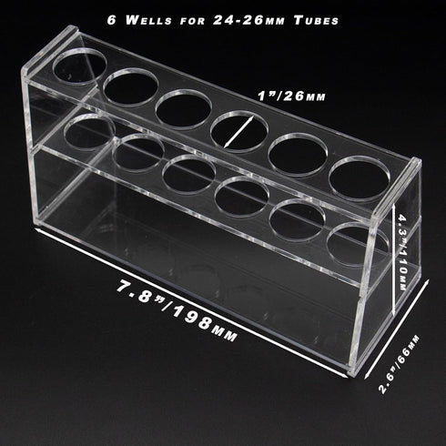 Acrylic Test Tube Holder Rack for 50ml Centrifuge Tubes Clear,Holds 21-26mm Tubes (50ml, 6 Wells)